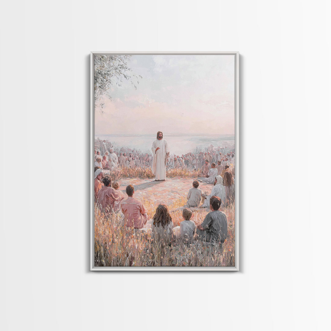 Sermon Of Light – Framed Canvas Print – Christian Wall Art – Jesus Painting – Christian Art Canvas – Christian Decor – Large Christian Pain