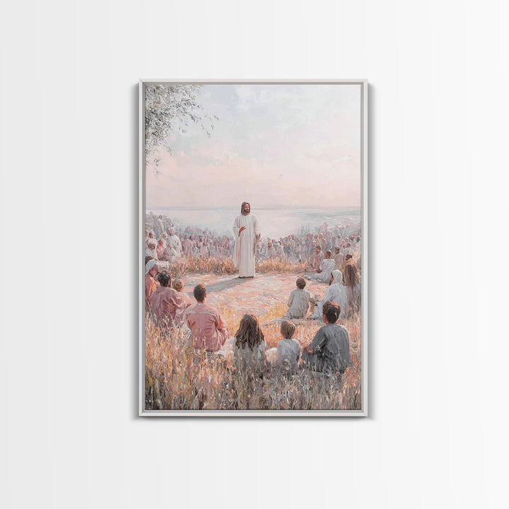Sermon Of Light – Framed Canvas Print – Christian Wall Art – Jesus Painting – Christian Art Canvas – Christian Decor – Large Christian Pain