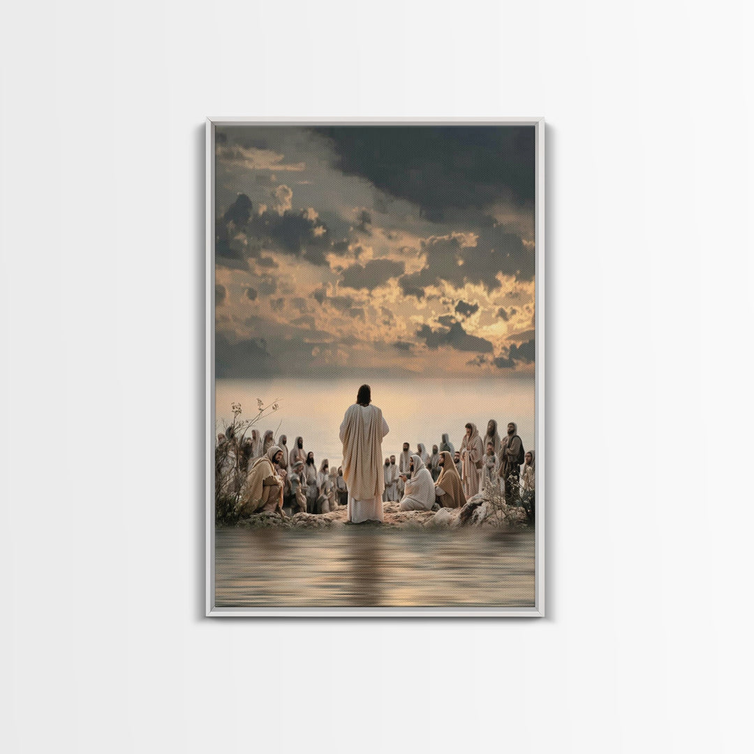 Twilight Discourse | Framed Canvas Print | Christian Art Canvas | Christian Wall Art | Jesus Painting | Christian Christmas Art | Modern Ch