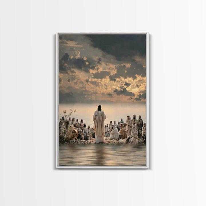 Twilight Discourse | Framed Canvas Print | Christian Art Canvas | Christian Wall Art | Jesus Painting | Christian Christmas Art | Modern Ch