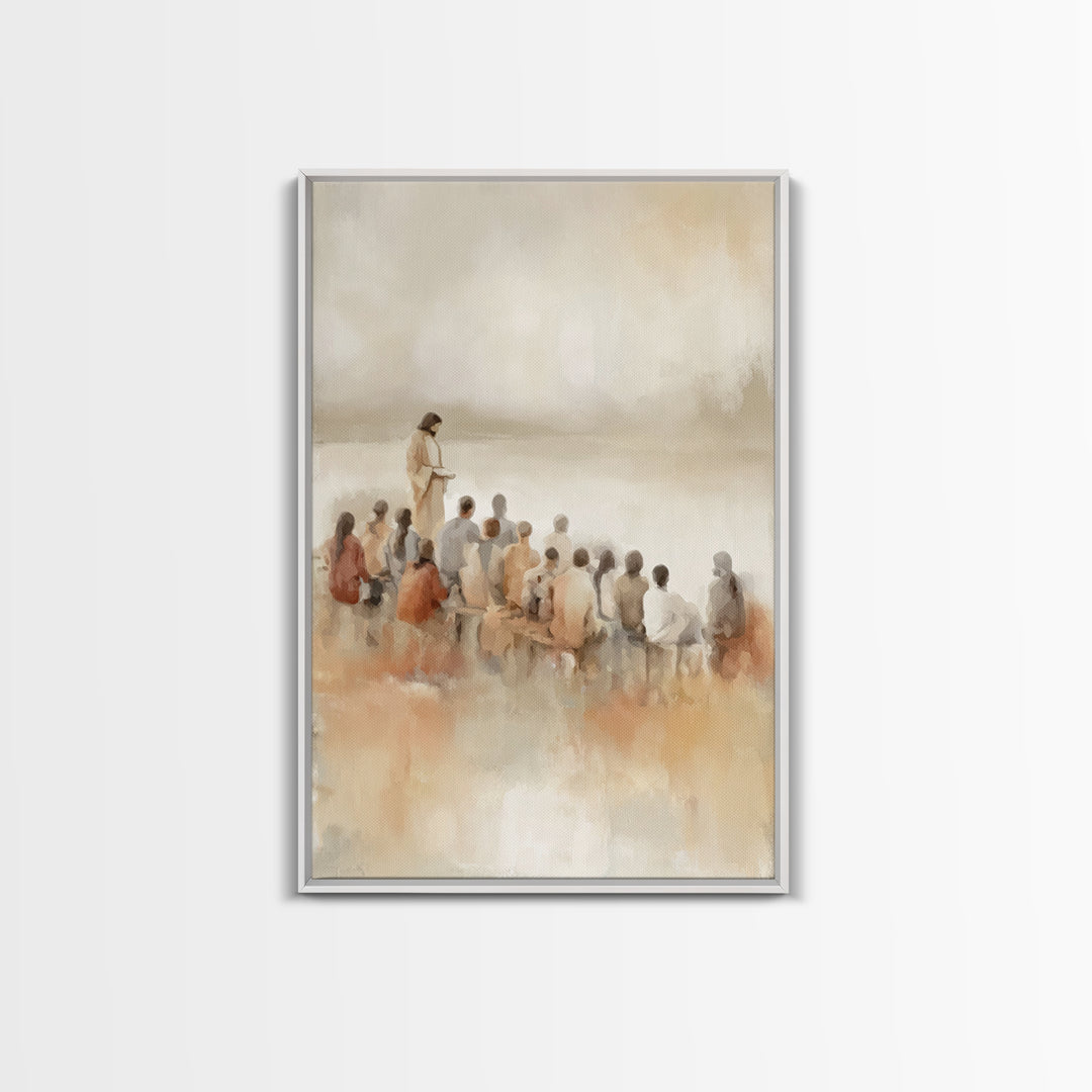 Quiet Shore Lesson – Framed Canvas Print – Christian Art Canvas – Minimalist Christian Art – Jesus Painting – Christian Wall Art – Subtle C