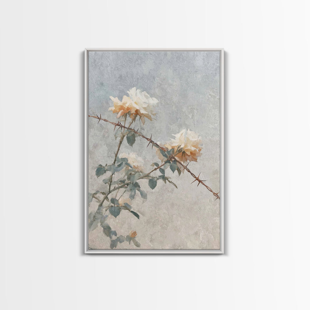 Thorn And Bloom – Framed Canvas Print – Christian Art Canvas – Christian Wall Art – Christian Painting – Christian Decor – Minimalist Chris