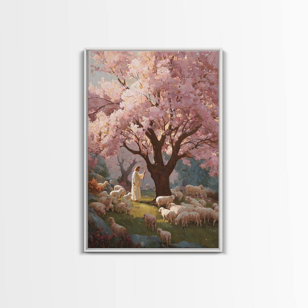 Blossoms Of Mercy – Framed Canvas Print – Christian Wall Art – Jesus Painting – Christian Art Canvas – Large Christian Painting – Christian
