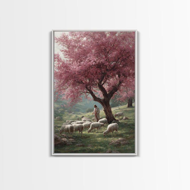 Pasture Of Peace | Framed Canvas Print | Christian Art Canvas | Jesus Painting | Christian Wall Art | Christian Christmas Art | Modern Chri
