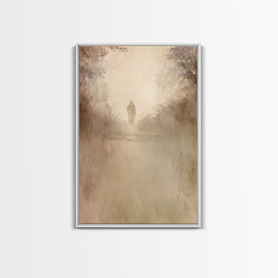 Gentle Path Light – Framed Canvas Print – Christian Art Canvas – Christian Wall Art – Subtle Christian Art – Jesus Painting – Christian Art