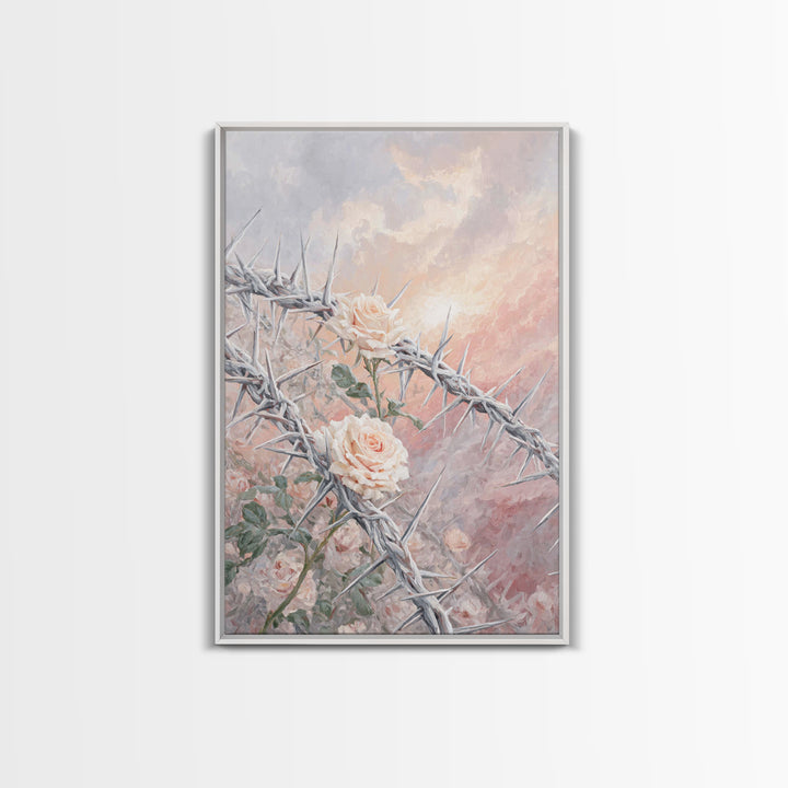 Crown Of Blossoms – Framed Canvas Print – Christian Art Canvas – Christian Wall Art – Christian Art Painting – Christian Decor – Modern Chr