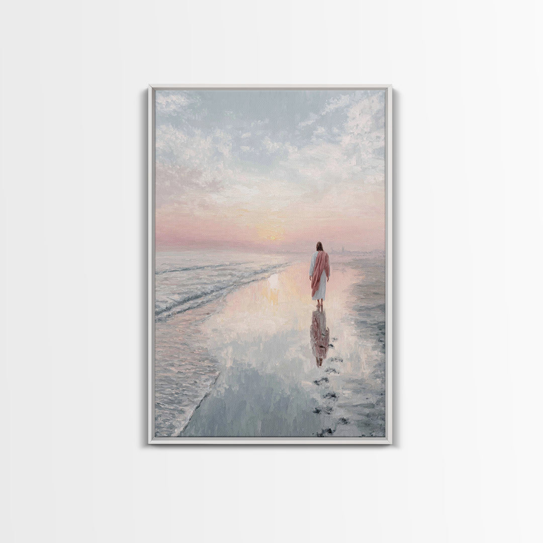 Shore Of Grace – Framed Canvas Print – Christian Wall Art – Christian Art Canvas – Jesus Painting – Christian Art Print – Christian Christm