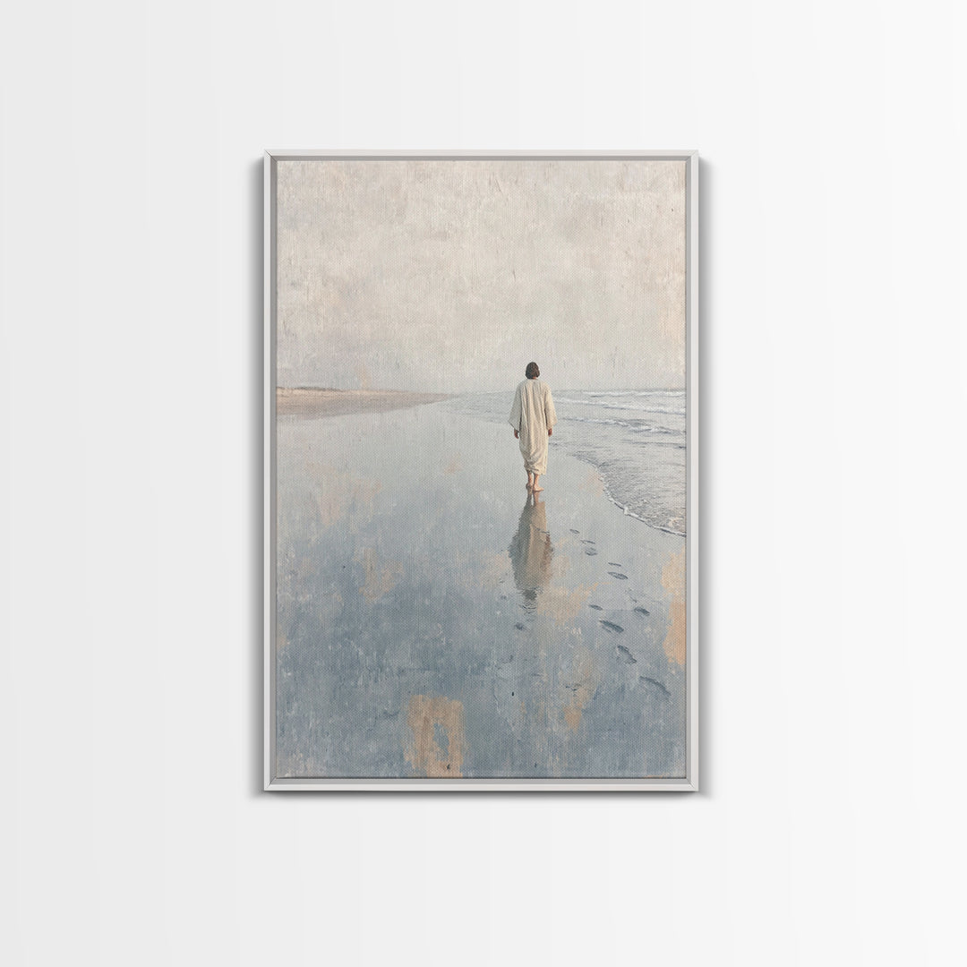 Walk Of Faith - Framed Canvas Print - Christian Wall Art - Jesus Painting - Christian Art Canvas - Minimalist Christian Art - Christian Dec