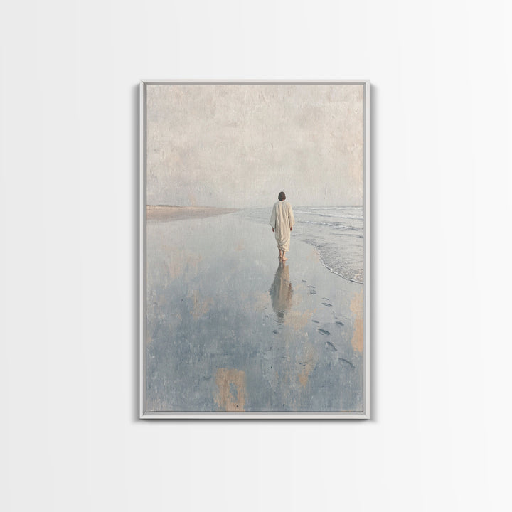 Walk Of Faith - Framed Canvas Print - Christian Wall Art - Jesus Painting - Christian Art Canvas - Minimalist Christian Art - Christian Dec