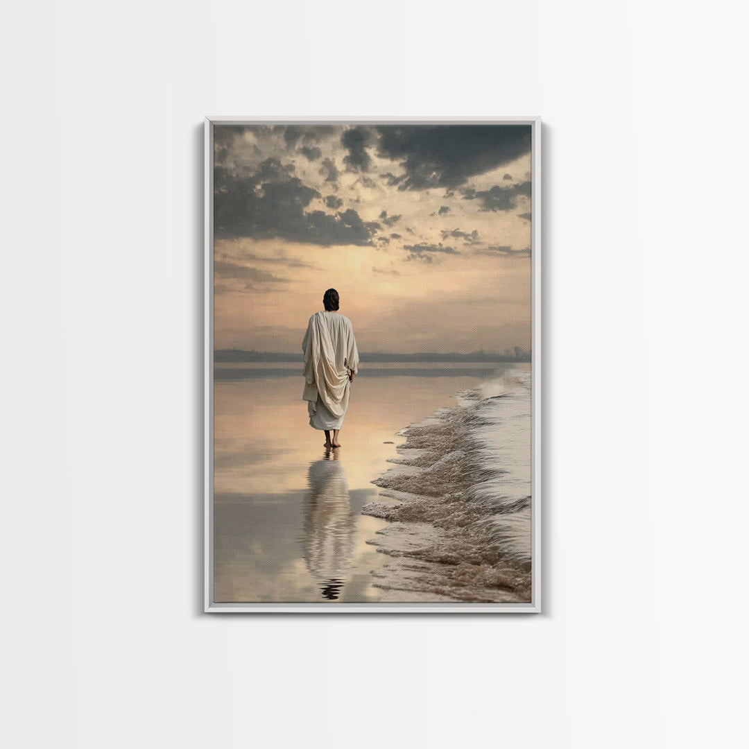 Footsteps Of Promise – Framed Canvas Print – Christian Wall Art – Jesus Painting – Christian Art Canvas – Modern Christian Art – Christian