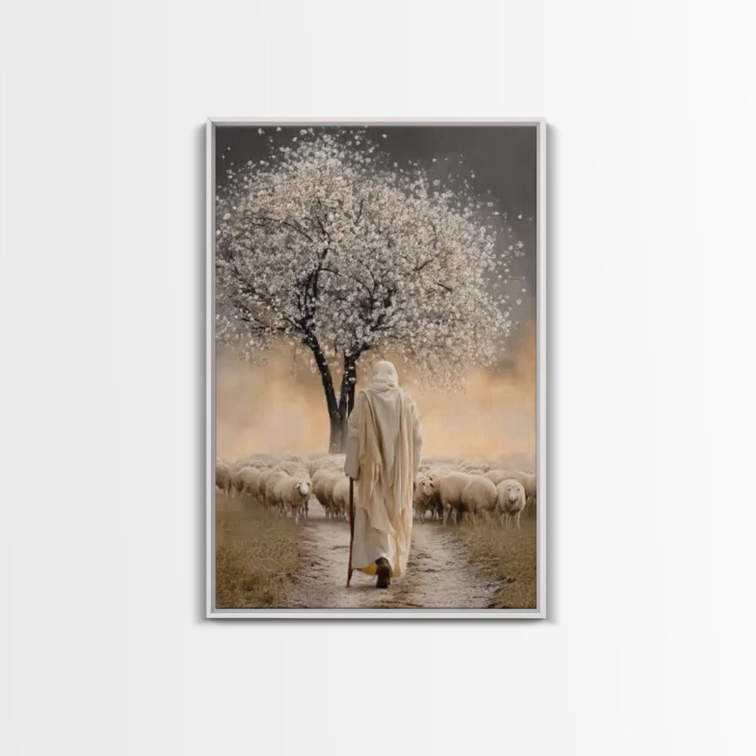 Blossom Shepherd Way – Framed Canvas Print – Jesus Painting – Christian Art Canvas – Christian Wall Art – Christian Art Work – Christian De