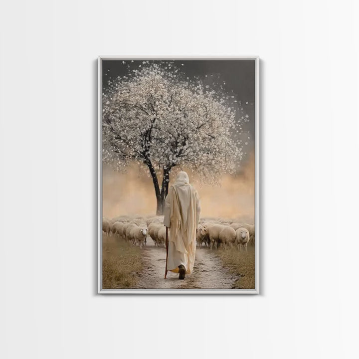 Blossom Shepherd Way – Framed Canvas Print – Jesus Painting – Christian Art Canvas – Christian Wall Art – Christian Art Work – Christian De