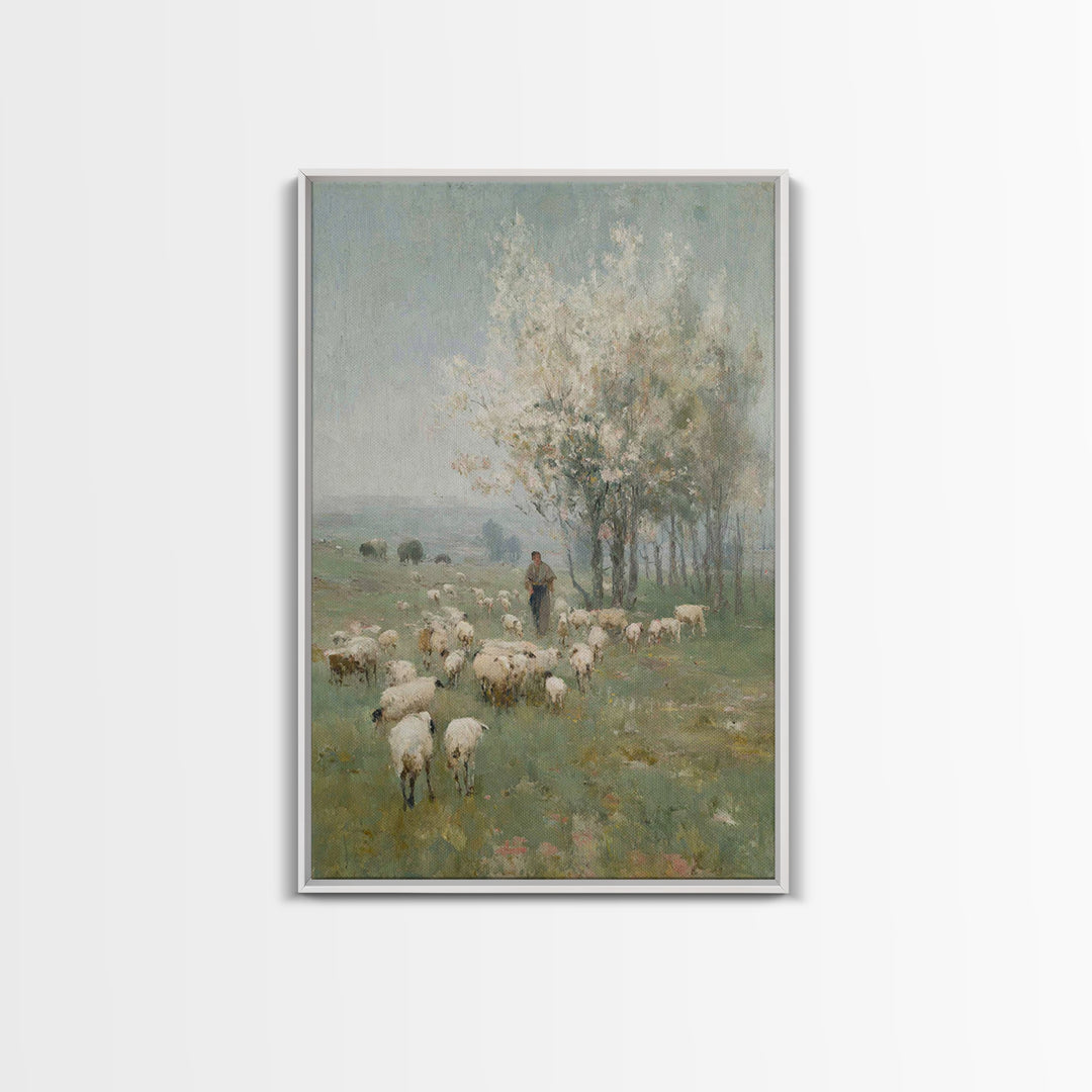 Spring Meadow Guide – Framed Canvas Print – Christian Art Canvas – Christian Painting – Christian Wall Art – Christian Gift – Subtle Christ
