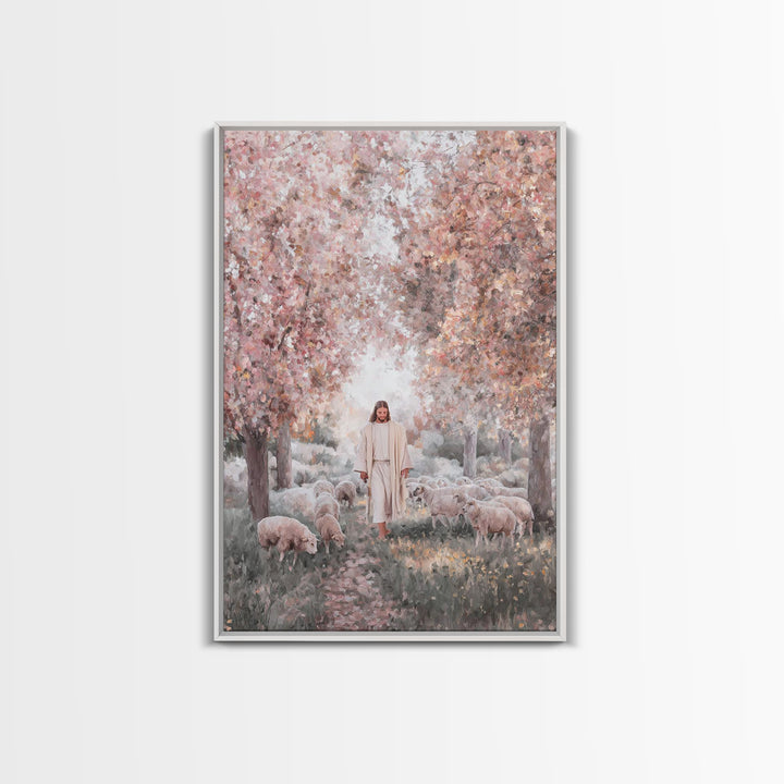 Pathway Of Gentle Care – Framed Canvas Print – Christian Wall Art – Jesus Painting – Christian Art Canvas – Christian Gift Ideas – Vintage