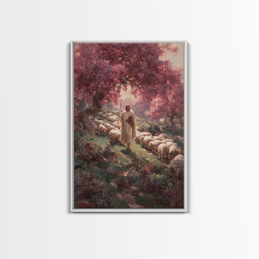 Pastures Of Peace – Framed Canvas Print – Christian Art Canvas – Christian Painting – Subtle Christian Art – Jesus Wall Art – Christian Chr
