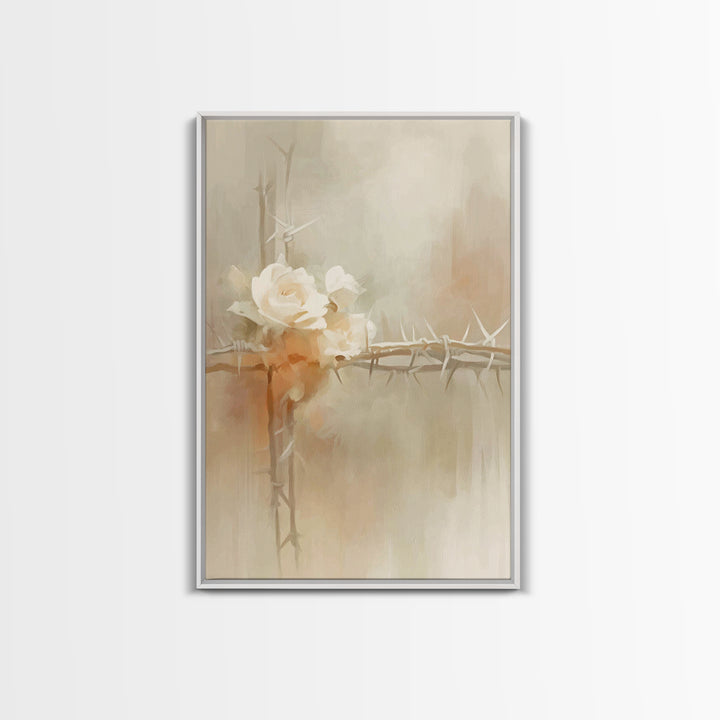 Roses Of Hope, Framed Canvas Print, Christian Art Canvas, Christian Wall Art, Subtle Christian Art, Christian Decor, Modern Christian Art