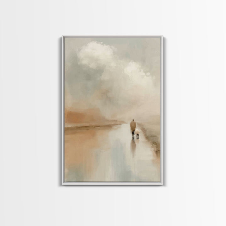 Quiet Shepherd Light, Framed Canvas Print, Christian Wall Art, Jesus Canvas Art, Modern Christian Art, Christian Gift, Christmas Art Prints