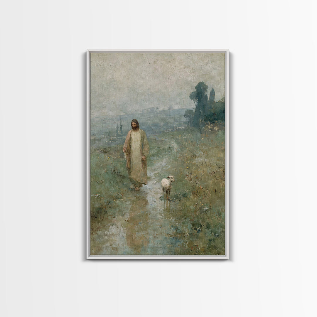 Gentle Morning Walk – Framed Canvas Print – Christian Wall Art – Jesus Painting – Subtle Christian Art – Christian Art Print – Christian De