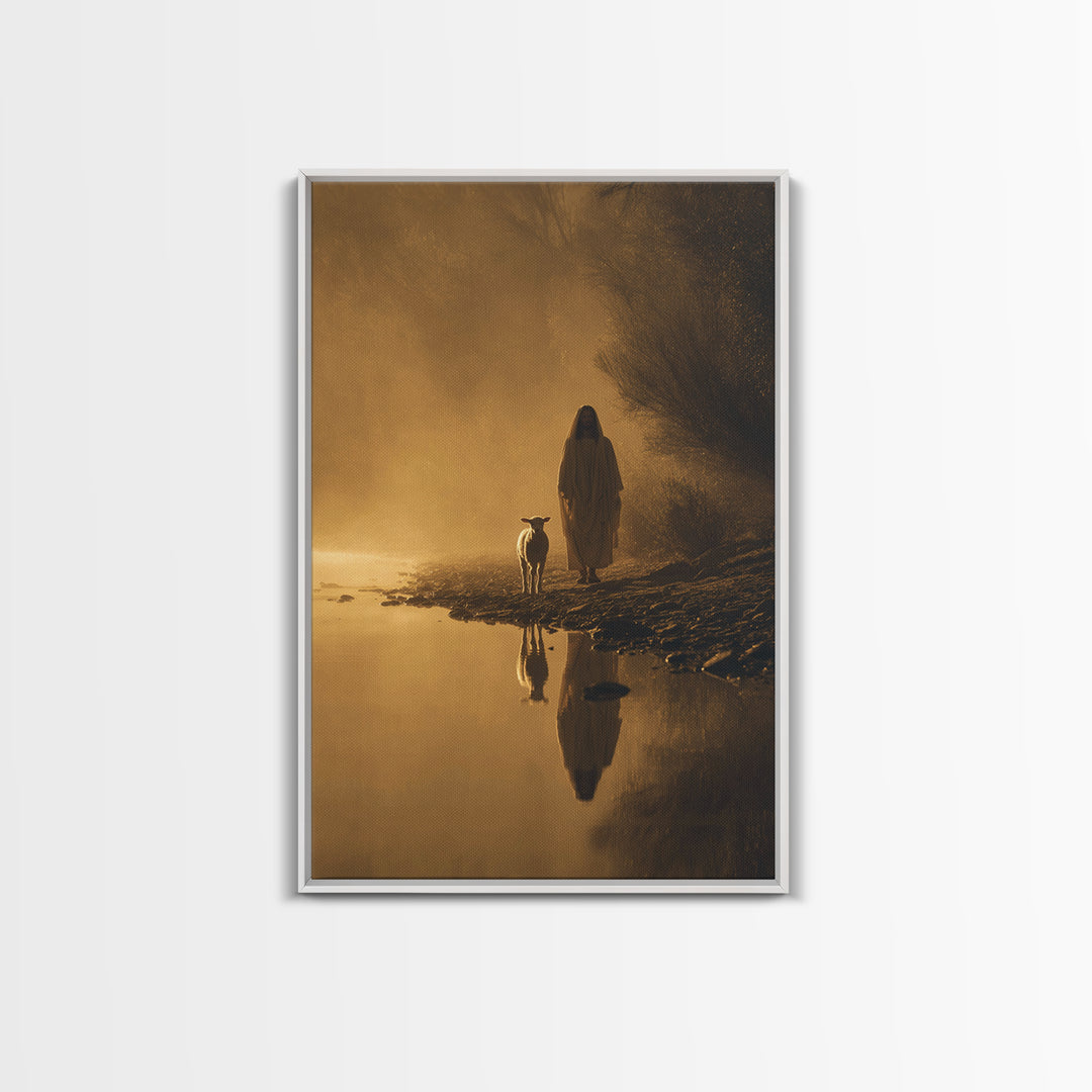 Golden Path Grace, Framed Canvas Print, Christian Wall Art, Jesus Painting Canvas, Moody Christian Art, Christian Art Canvas, Christian Chr