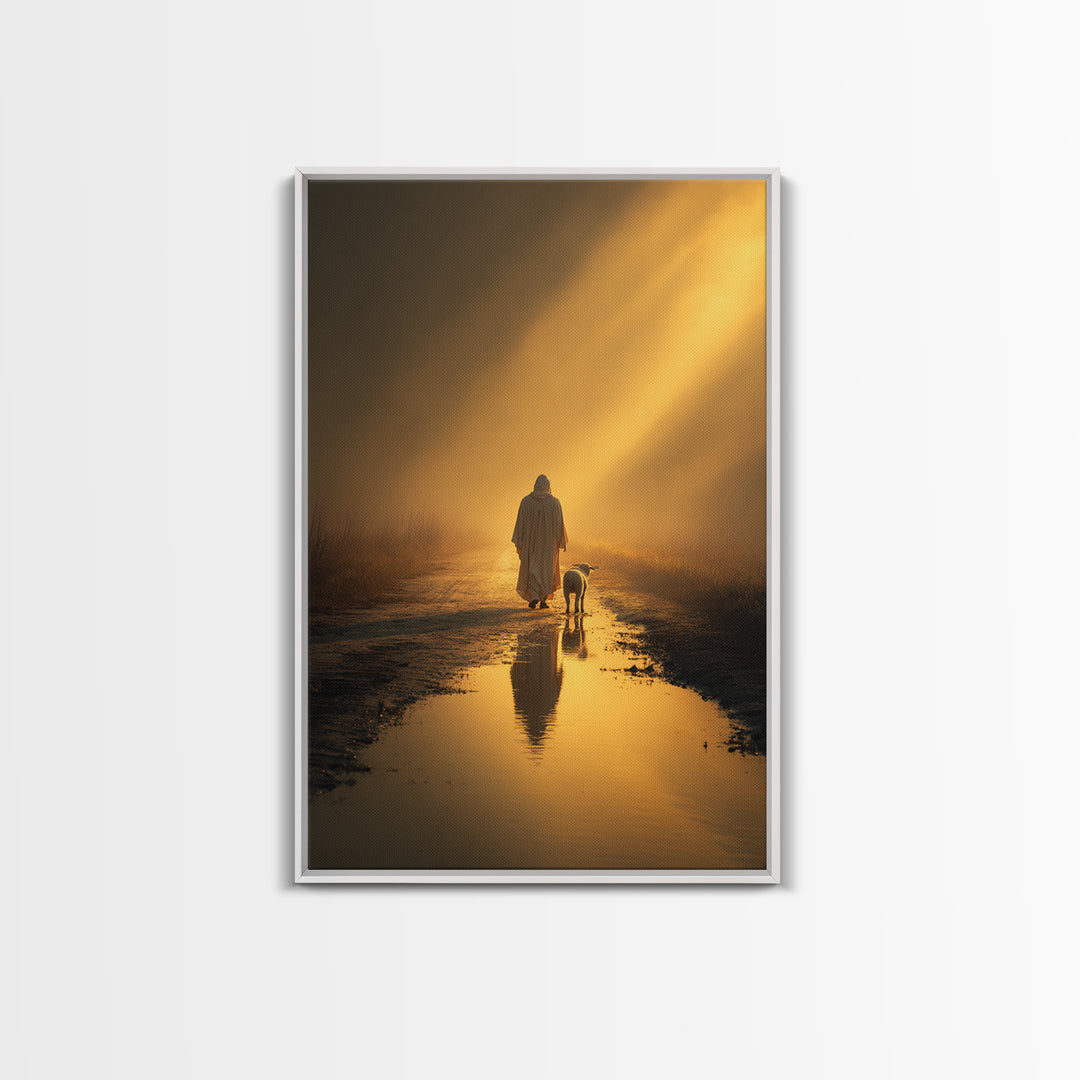 Dawn Shepherd Quiet | Framed Canvas Print | Christian Wall Art | Jesus Art Print | Moody Christian Art | Large Christian Painting | Christi
