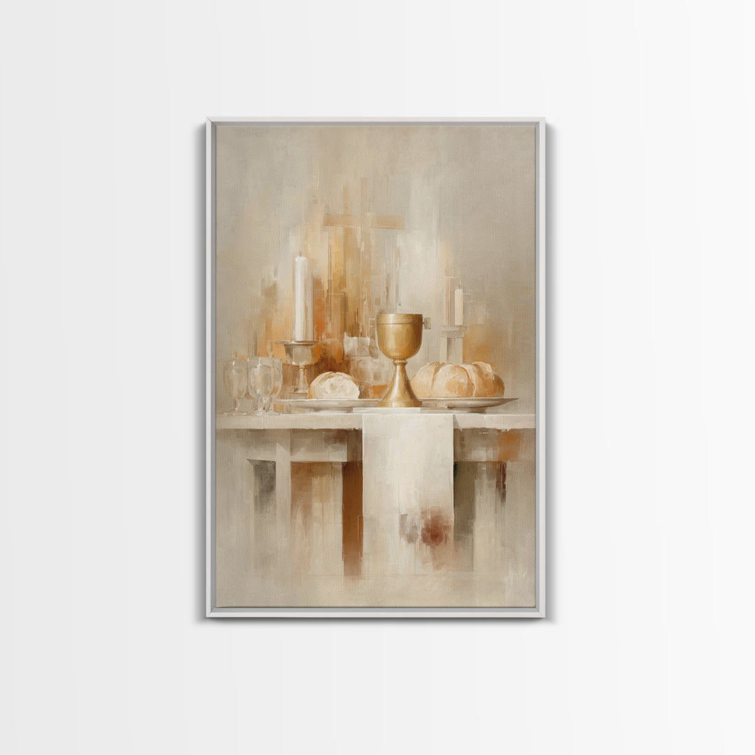 Sacred Communion Light | Framed Canvas Print | Christian Wall Art | Christian Christmas Art | Christian Art Canvas | Unique Christian Art