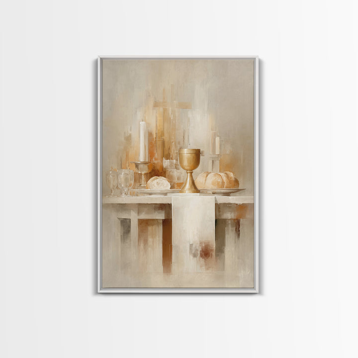 Sacred Communion Light | Framed Canvas Print | Christian Wall Art | Christian Christmas Art | Christian Art Canvas | Unique Christian Art