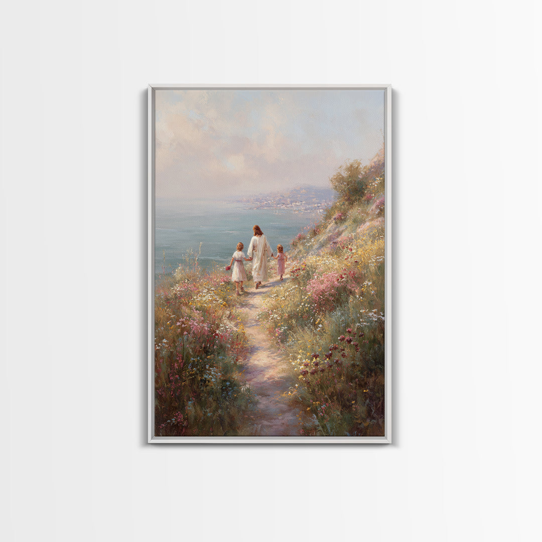 Seaside Promise Light – Framed Canvas Print – Christian Wall Art – Christian Art Canvas – Jesus Painting – Christian Decorations – Subtle C
