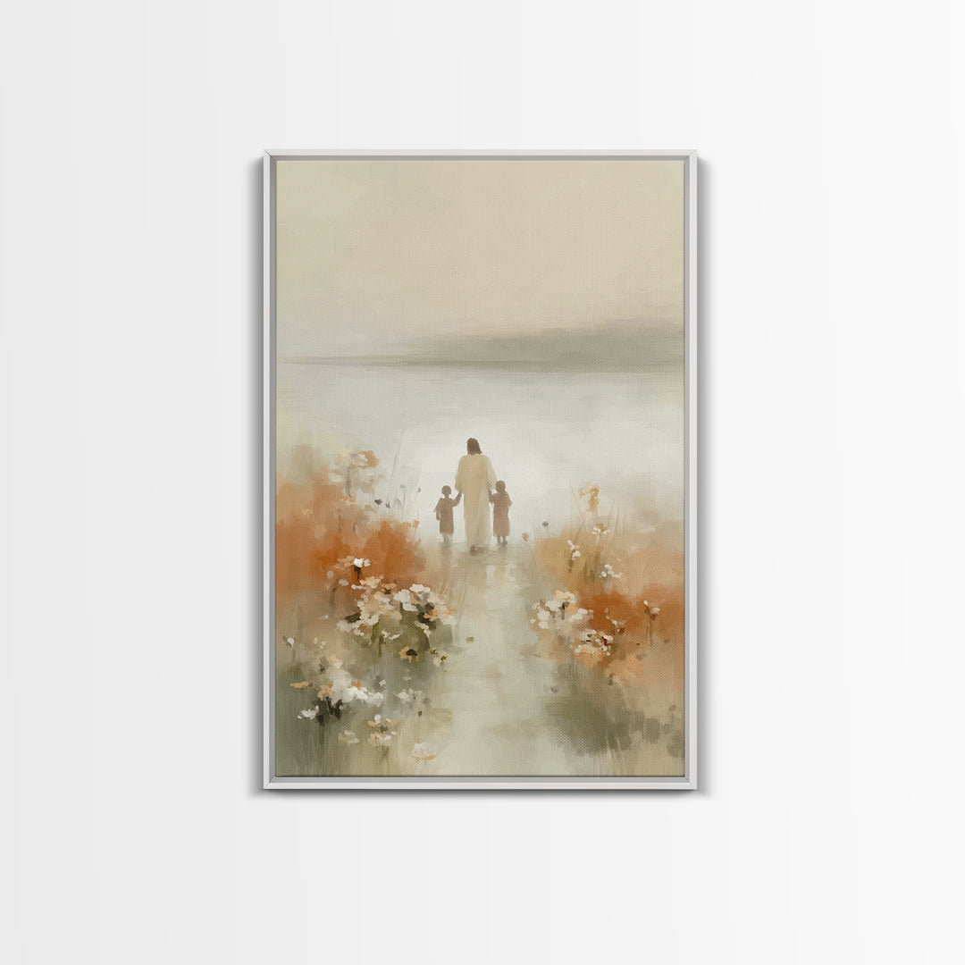 Soft Meadow Peace – Framed Canvas Print – Christian Wall Art – Jesus Art Print – Minimalist Christian Art – Christian Gift Ideas – Christia