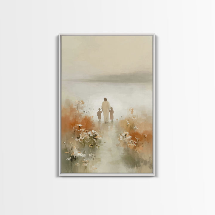 Soft Meadow Peace – Framed Canvas Print – Christian Wall Art – Jesus Art Print – Minimalist Christian Art – Christian Gift Ideas – Christia