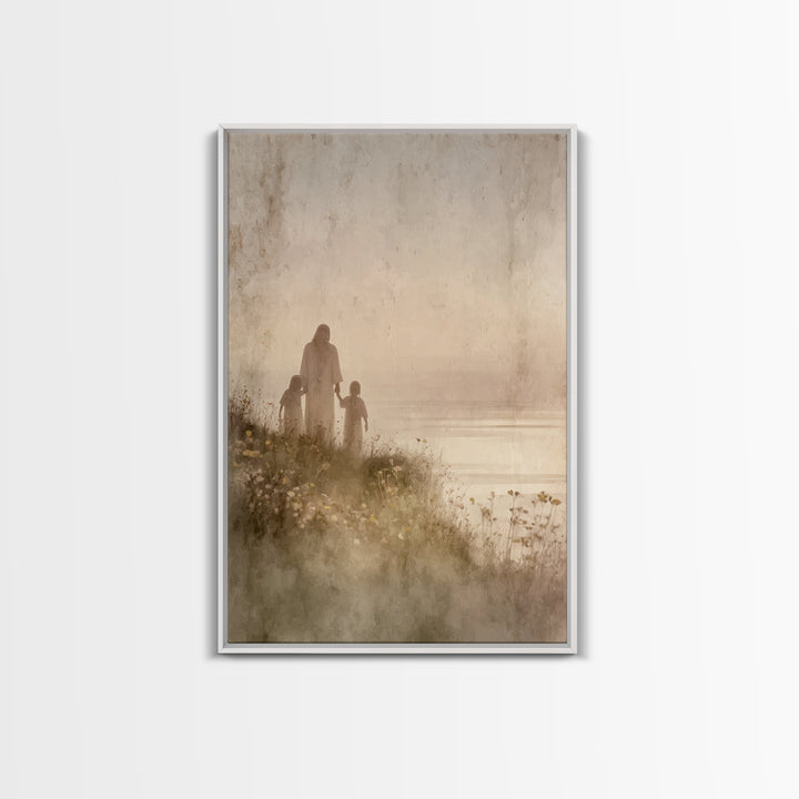 Blossoms By The Sea, Framed Canvas Print, Christian Wall Art, Jesus Art Print, Christian Art Canvas, Christian Decoration, Large Christian