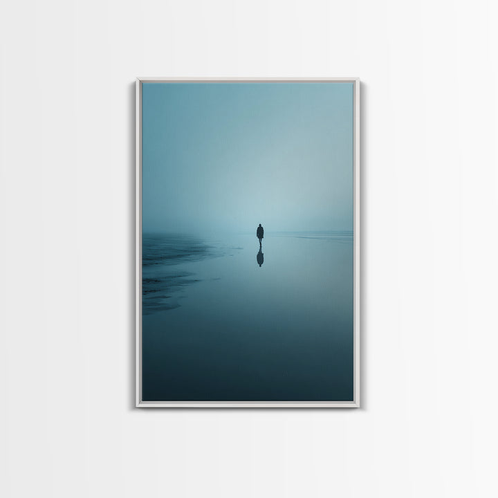 Blue Stillness , Framed Canvas Print, Christian Wall Art, Christian Art Canvas, Jesus Painting, Blue Christian Art, Moody Christian Art