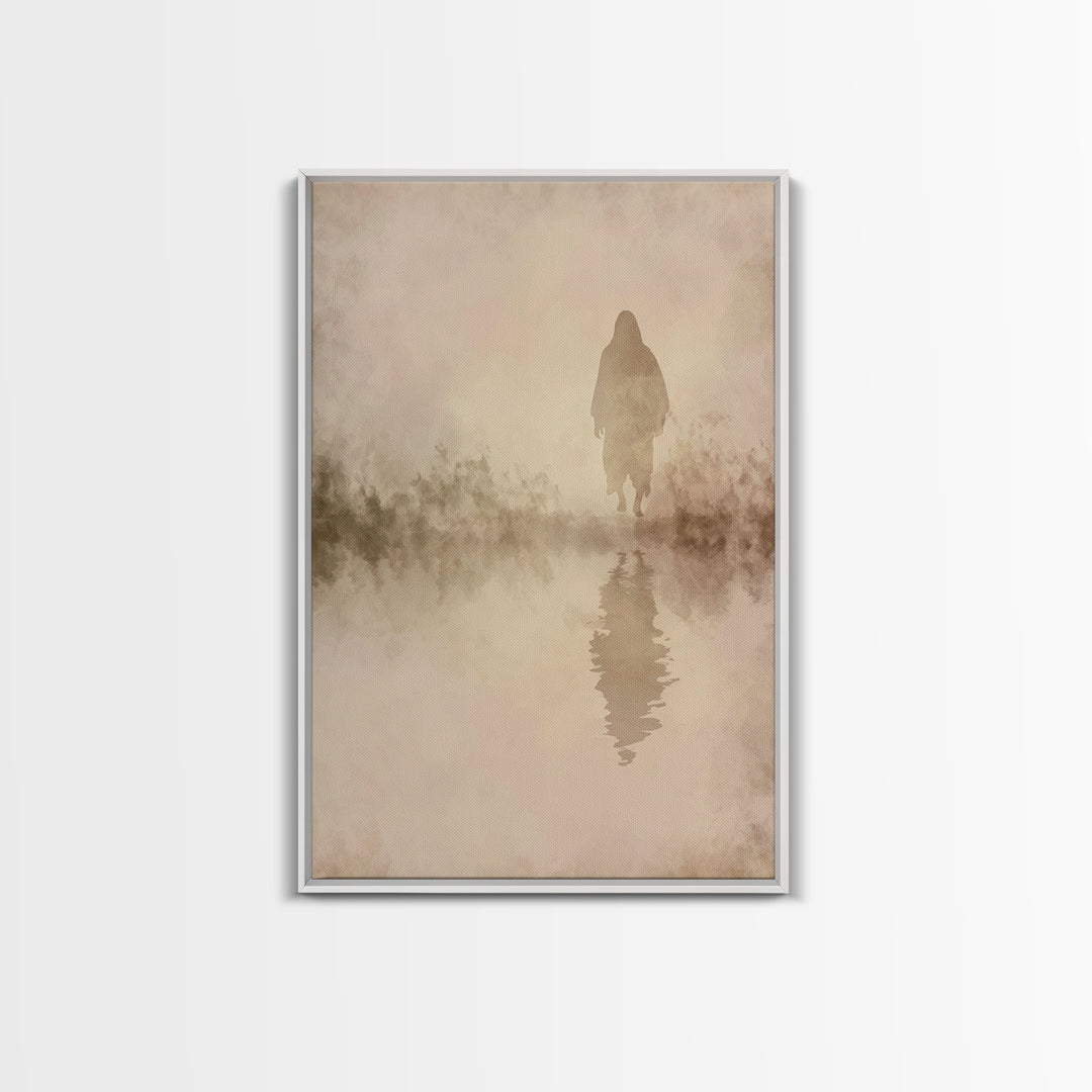 Silent Messiah , Framed Canvas Print, Christian Wall Art, Christian Art Canvas, Jesus Painting, Vintage Christian Art