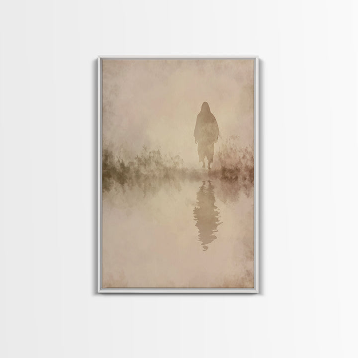 Silent Messiah , Framed Canvas Print, Christian Wall Art, Christian Art Canvas, Jesus Painting, Vintage Christian Art