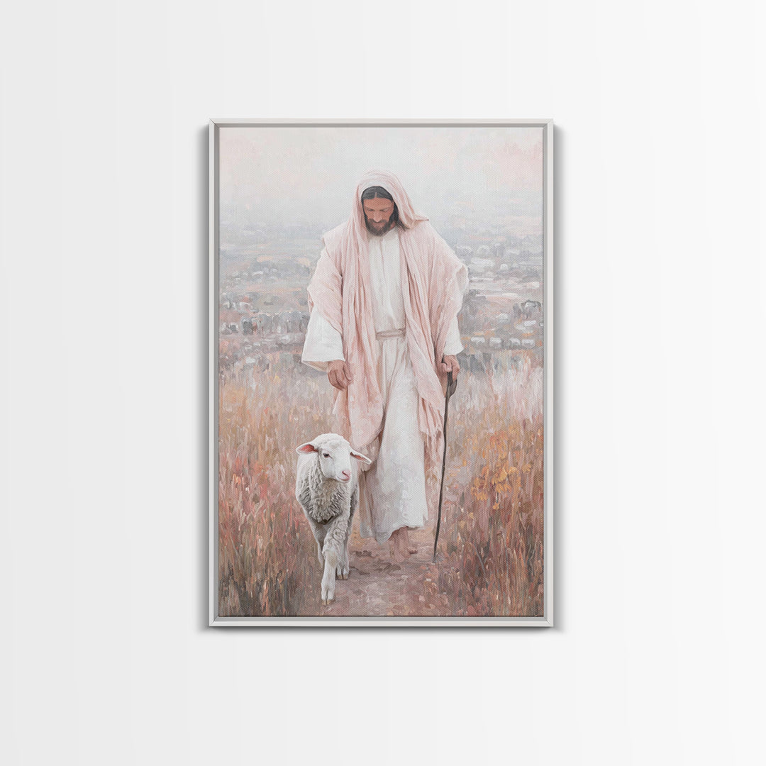 Fields Of Grace – Framed Canvas Print – Christian Wall Art – Christian Art Canvas – Jesus Painting – Modern Christian Art – Christmas Art