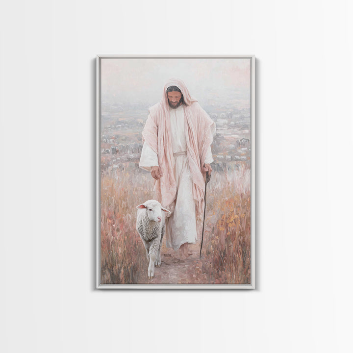 Fields Of Grace – Framed Canvas Print – Christian Wall Art – Christian Art Canvas – Jesus Painting – Modern Christian Art – Christmas Art