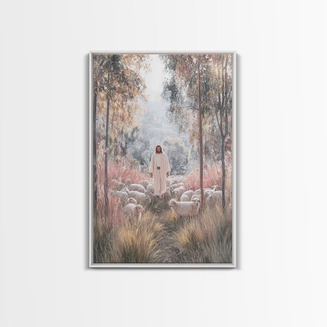 Radiant Shepherd – Framed Canvas Print – Christian Art Canvas – Christian Wall Art – Jesus Painting – Modern Christian Art – Christian Chri