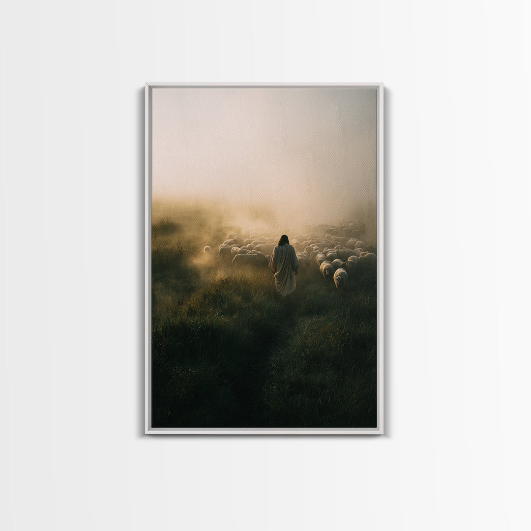 Fields Of Grace, Framed Canvas Print, Jesus Painting, Christian Art Print, Large Christian Art, Christian Wall Art, Christian Gift Ideas