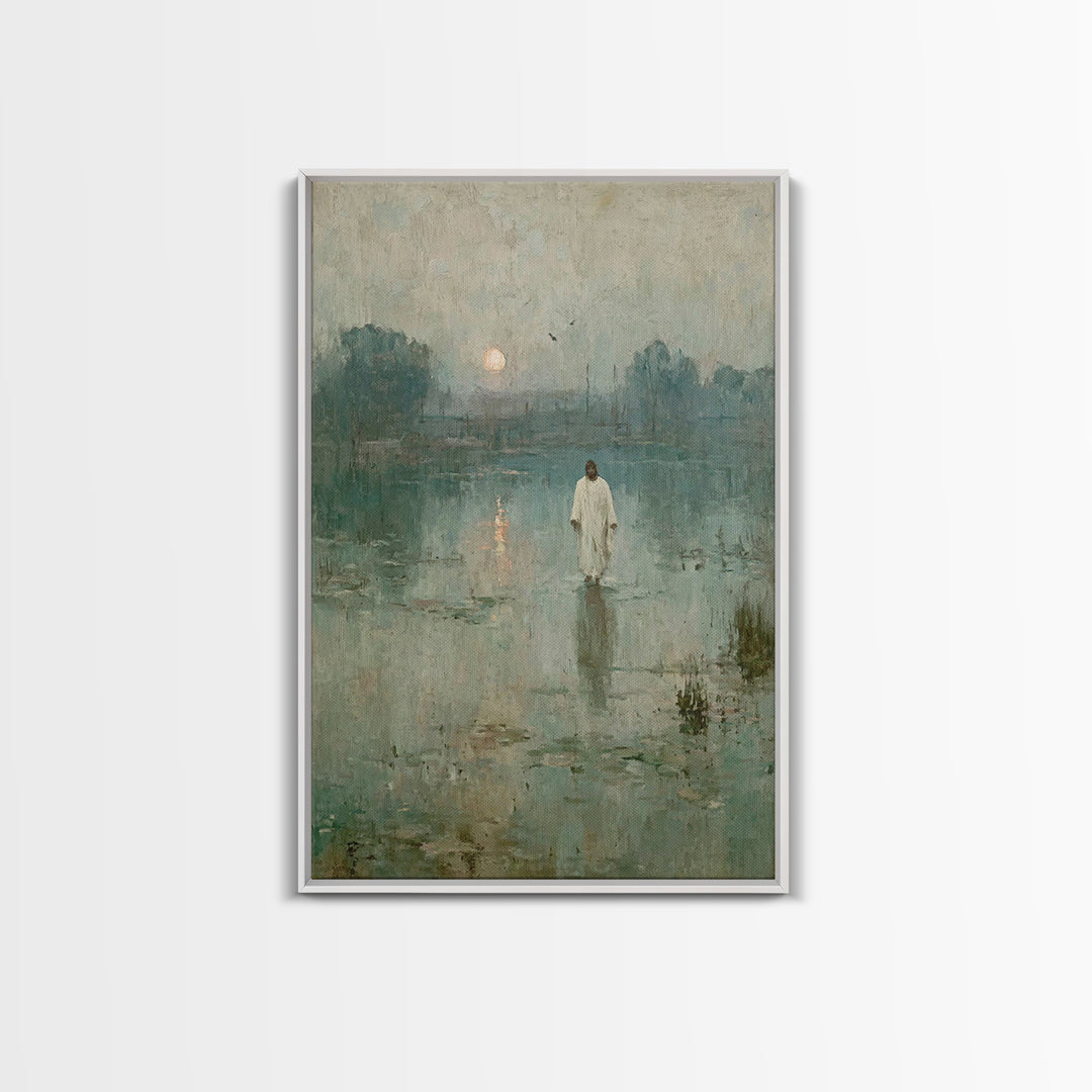 Calm Waters Glory | Framed Canvas Print | Christian Art Painting | Jesus Painting | Modern Christian Art | Christian Wall Art | Christian G