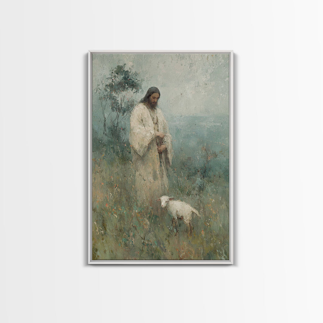 Gentle Shepherd Light | Framed Canvas Print | Christian Paintings | Jesus Art Print | Subtle Christian Art | Christian Art Canvas | Christi