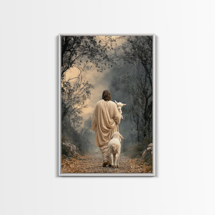 Lamb Of Peace – Framed Canvas Print – Christian Art Print – Jesus Painting – Christian Wall Art – Christian Art Gift – Modern Christian Art