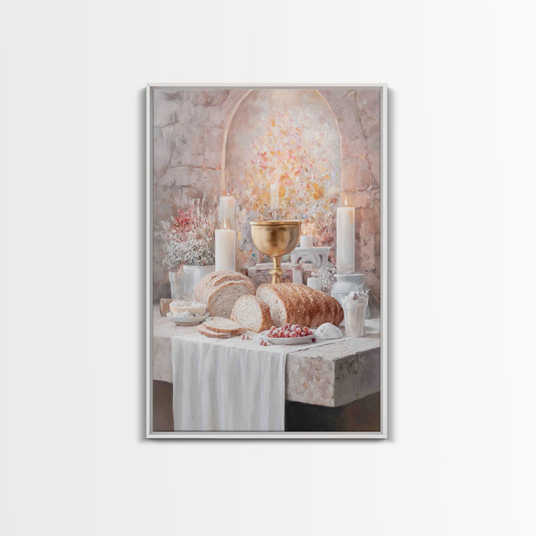Candlelit Blessings | Framed Canvas Print | Christian Art Canvas | Christian Wall Art | Moody Christian Art | Christmas Art Prints