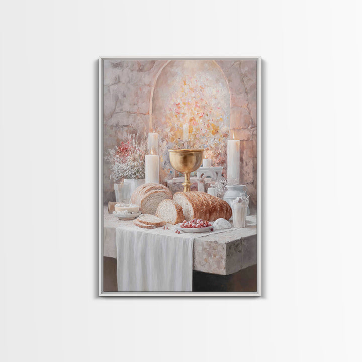 Candlelit Blessings | Framed Canvas Print | Christian Art Canvas | Christian Wall Art | Moody Christian Art | Christmas Art Prints