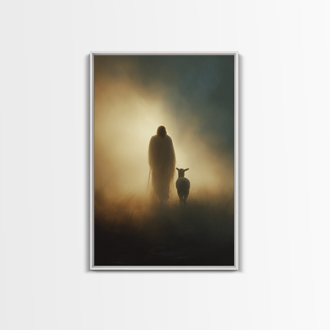 Heaven’s Lantern Glow, Framed Canvas Print, Christian Wall Art, Christian Art Canvas, Christian Art, Jesus Painting, Christian Christmas Ar