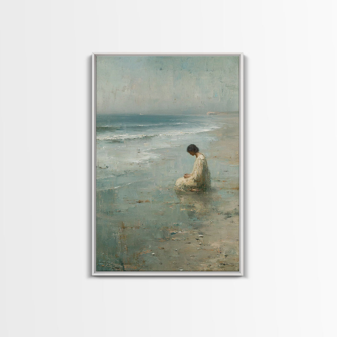 Silent Tide Prayer | Framed Canvas Print | Christian Wall Art | Christian Art Canvas | Christian Painting | Minimalist Christian Art | Chri