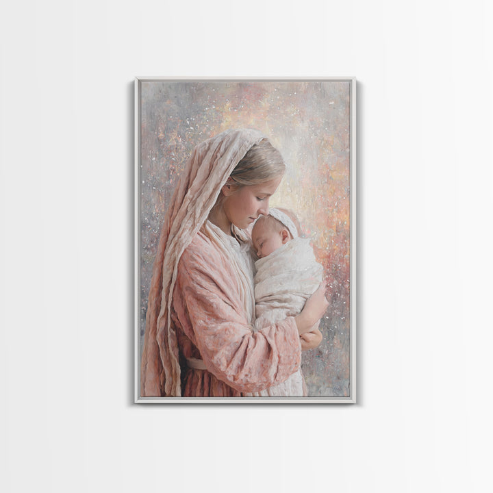Motherly Devotion – Framed Canvas Print – Christian Wall Art – Mary And Jesus Painting – Christian Art Canvas – Christian Gift – Christmas