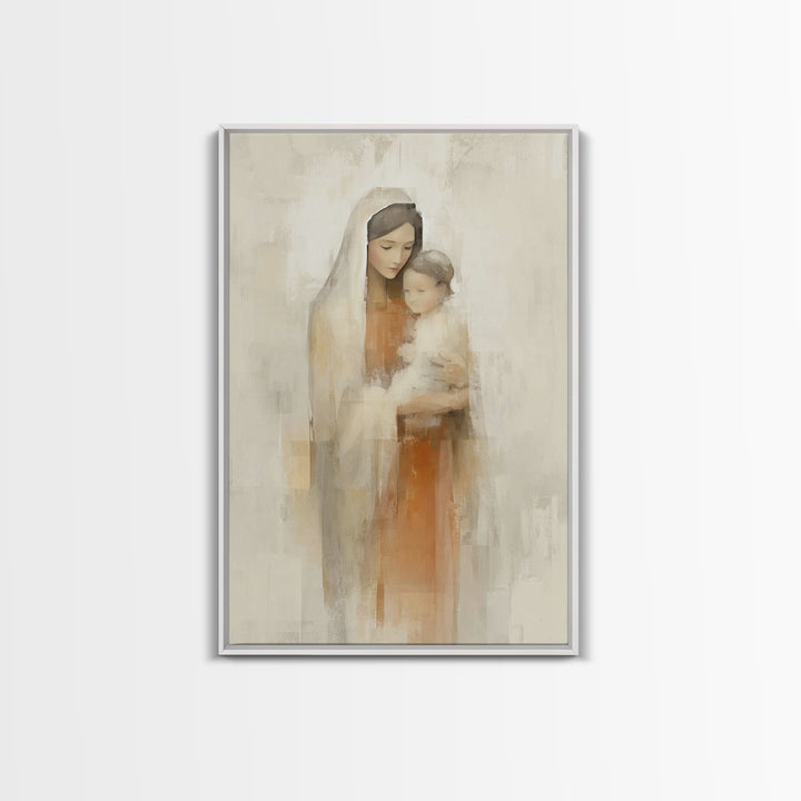 Blessed Mother Love | Framed Canvas Print | Christian Wall Art | Mary And Jesus Painting | Christian Art Canvas | Modern Christian Art | Ch