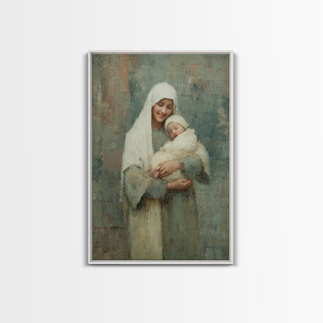 Blessed Embrace - Framed Canvas Print - Christian Art Canvas - Christian Wall Art - Christian Christmas Art - Jesus Painting - Christian De