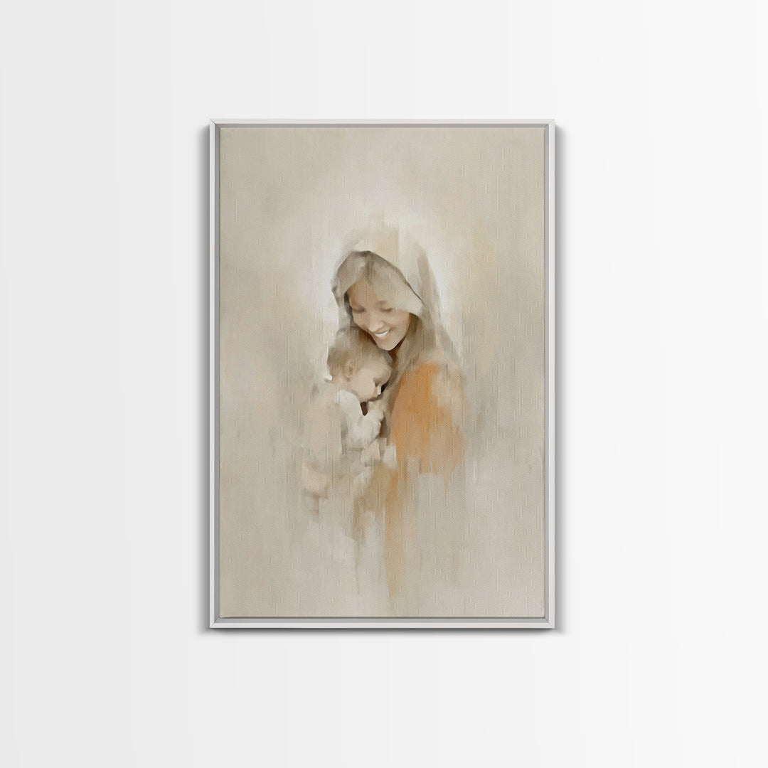 Radiant Mercy - Framed Canvas Print - Christian Wall Art - Christian Art Canvas - Vintage Christian Art - Mary And Jesus Painting - Christi