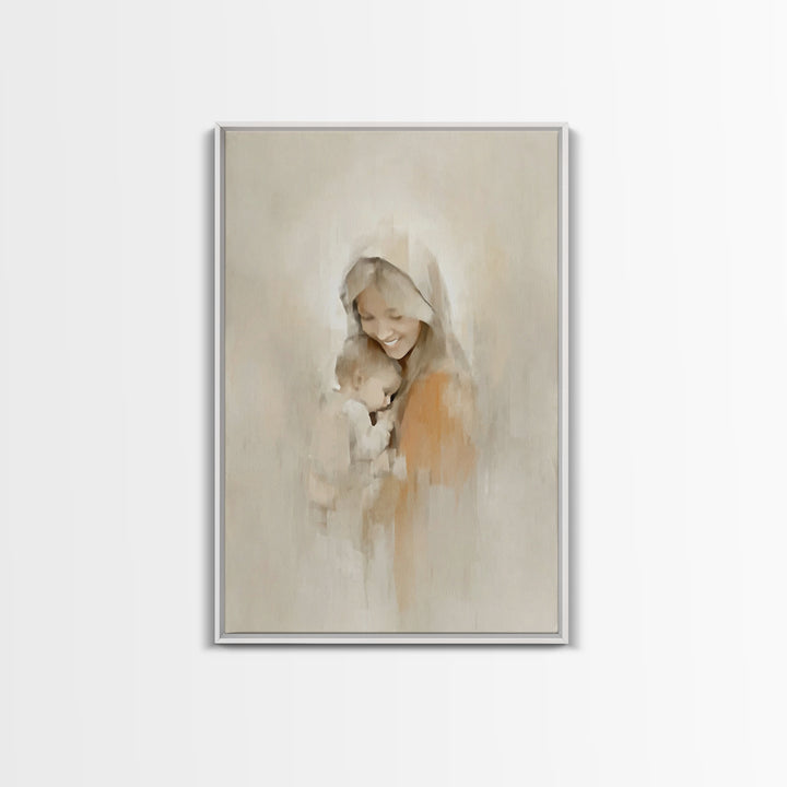 Radiant Mercy - Framed Canvas Print - Christian Wall Art - Christian Art Canvas - Vintage Christian Art - Mary And Jesus Painting - Christi
