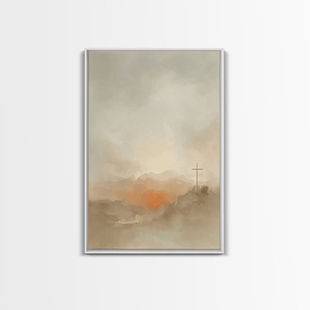 Crosslight Horizon – Framed Canvas Print – Christian Art Canvas – Christian Wall Art – Abstract Christian Art – Christian Decoration